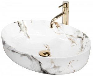 Umywalka ceramiczna nablatowa Queen Carrara Shiny