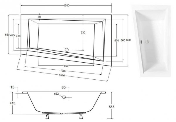 BESCO Wanna 150x85 Intima Slim Lewa + Syfon