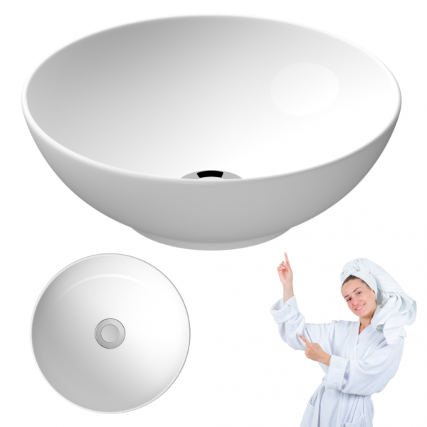 UMYWALKA NABLATOWA okrągła CERSANIT SAVIO 40cm stawiana biała połysk