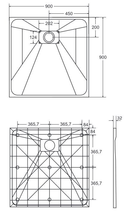Brodzik kwadratowy VEXO biały 90x90 