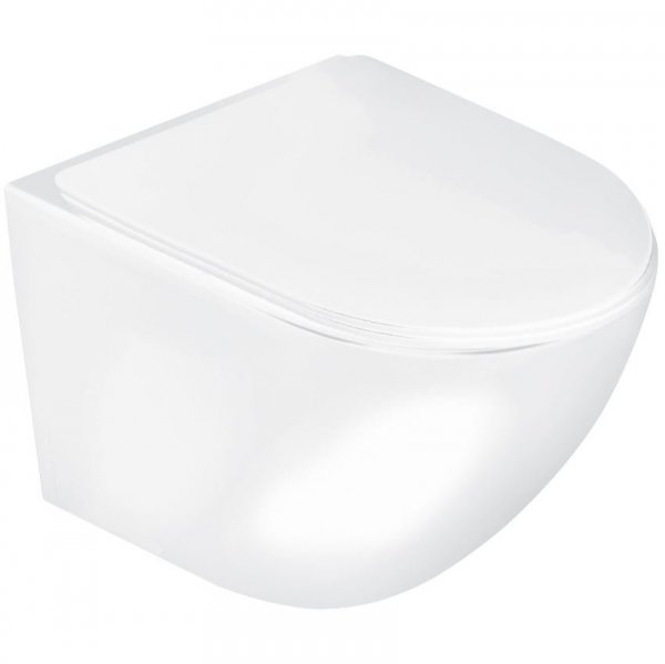Stelaż WC + Przycisk M571+ Miska WC wisząca bez kołnierza DELOS + deska duroplast wolnoopadająca SLIM