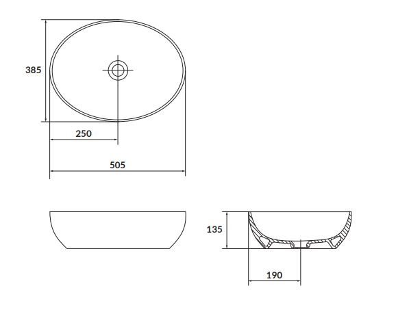 Umywalka ceramiczna nablatowa Larga Elipsa 50x38 cm ceglasty mat