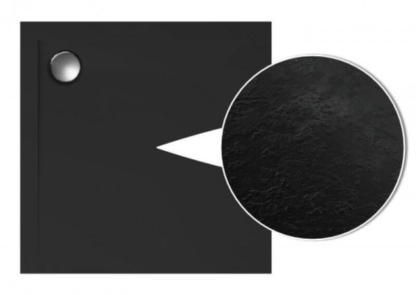 Kabina kwadratowa transparentna FUNKIA BLACK 80x80 + brodzik z syfonem chrom KYC_N42K^00379^A407