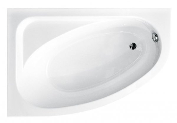 BESCO Wanna 140x80 Cornea lewa z białą obudową + Syfon