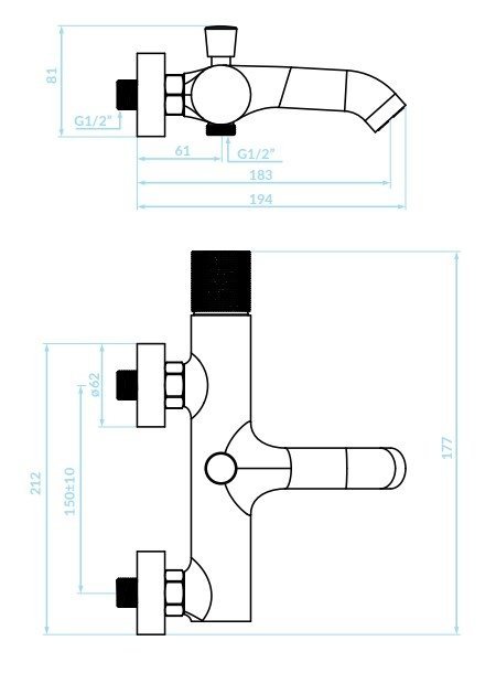 Bateria wannowa ścienna PEROS chrom BQP_010D