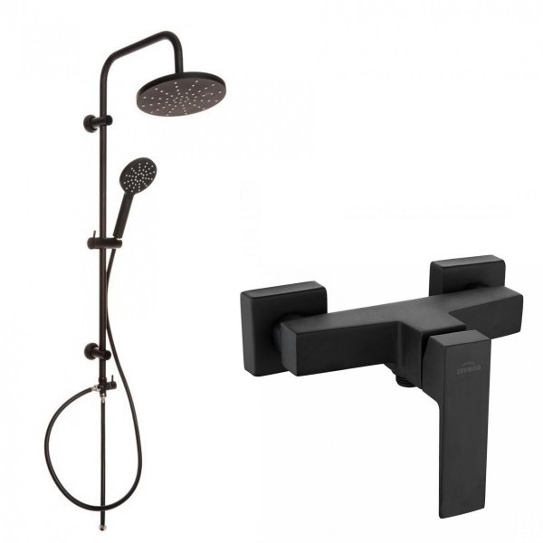 Bateria natryskowa Paros czarna + deszczownica Dark