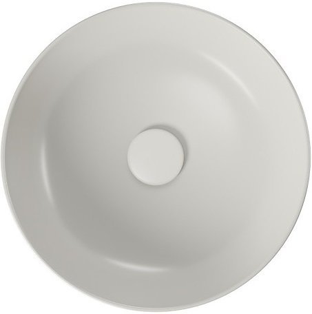 Umywalka ceramiczna nablatowa Larga okrągła 40 cm jasnoszary mat + korek