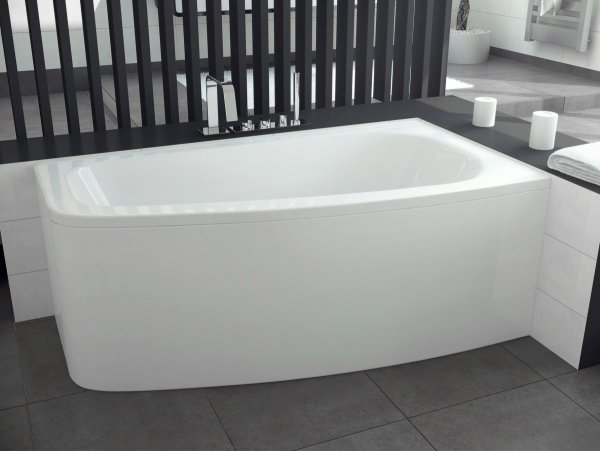 BESCO Wanna 150x80 Luna prawa z białą obudową + Syfon