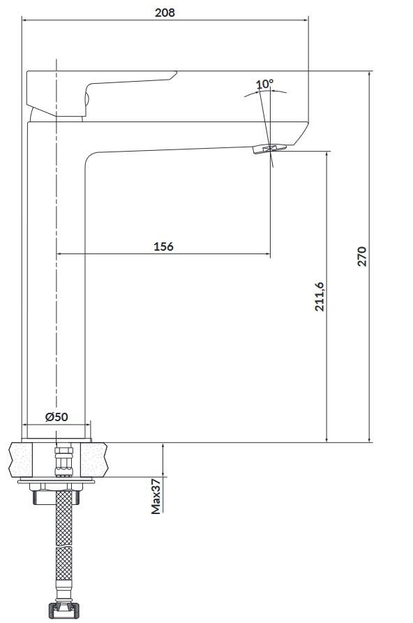Bateria umywalkowa sztorcowa wysoka Mille biała S951-355