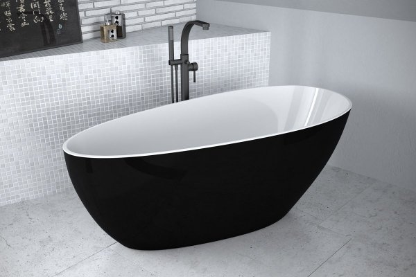 Wanna wolnostojąca Goya Black&amp;White 160x70 cm + klik-klak chrom gratis