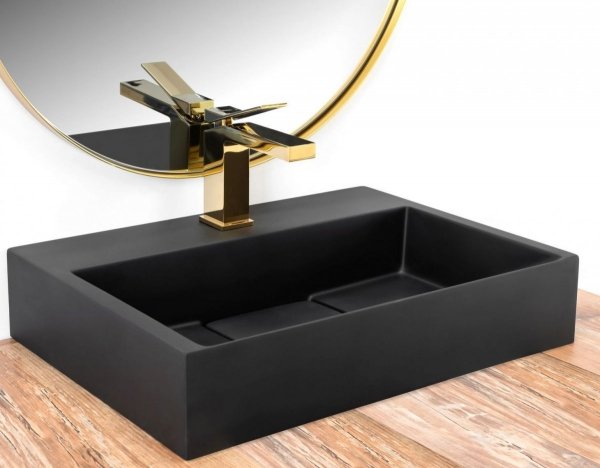 Umywalka konglomeratowa nablatowa REA GOYA BLACK MAT 50CM