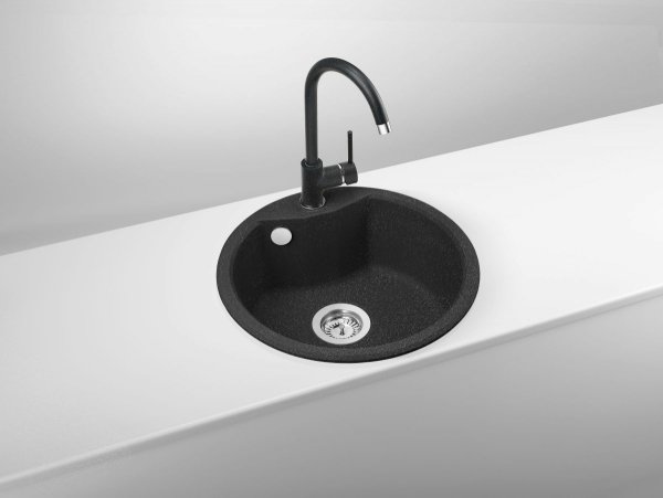 Komplet zlewozmywak granitowy 1-komorowy + bateria zlewozmywakowa stojąca grafit ZRSB2803