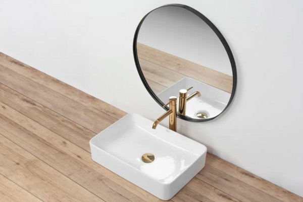 Umywalka ceramiczna nablatowa REA AVIA WHITE biała prostokątna