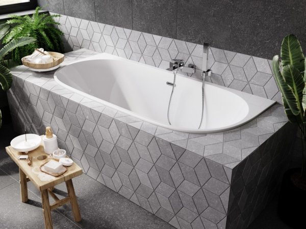 Besco Wanna przyścienna Vica Slim + 170x80 + syfon klik-klak biały z płaskim przelewem