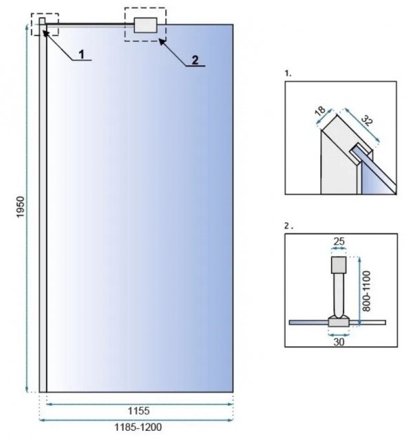 Ścianka prysznicowa walk-in REA AERO N 120 transparent chrom