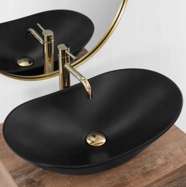 Umywalka ceramiczna nablatowa REA ROYAL 60 BLACK MAT czarna