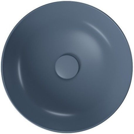 Umywalka ceramiczna nablatowa Larga okrągła 40 cm niebieski mat + korek
