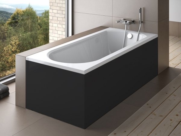 BESCO Wanna prostokątna 160x75 INTRICA z czarną obudową + syfon gratis