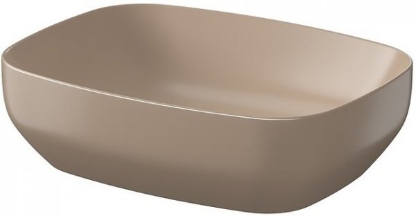 Umywalka ceramiczna nablatowa Larga prostokątna 50x38 cm brązowy mat + korek