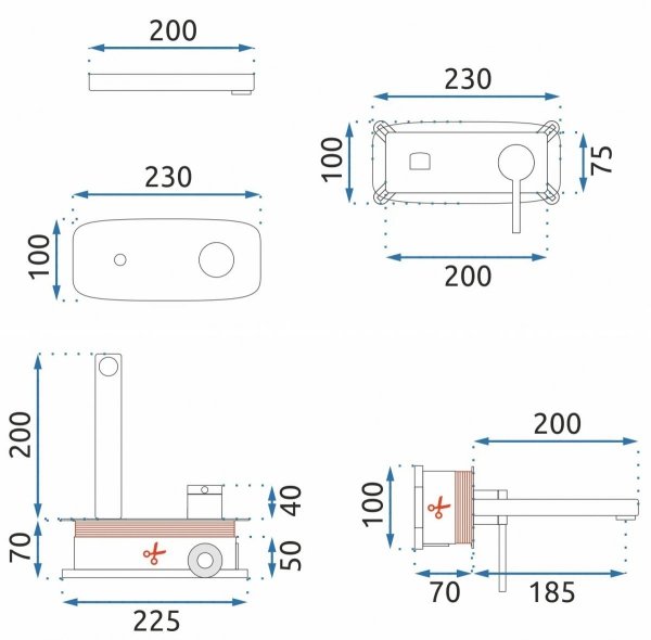 Bateria umywalkowa podtynkowa Oval Chrom + Box REA-B5124
