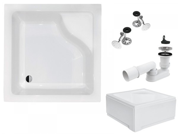 BESCO Brodzik głęboki Igor 80x80 z obudową + syfon, nogi