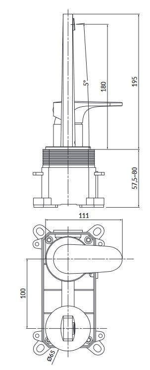 Bateria umywalkowa podtynkowa Inverto chrom z boksem dwa mieszacze S951-302
