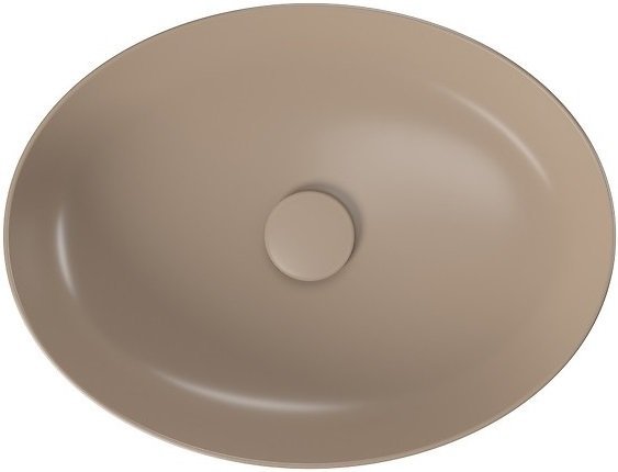 Umywalka nablatowa Larga elipsa 50x38 cm brązowy mat + korek
