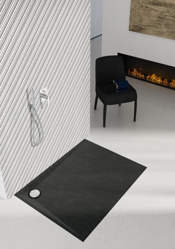 Brodzik prostokątny kompozytowy  Schedline LIBRA Black Stone 100x80