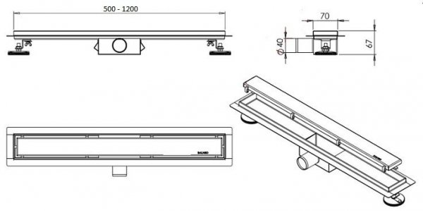 Odpływ liniowy dwustronny 2w1 DUPLEX NEXT 1000