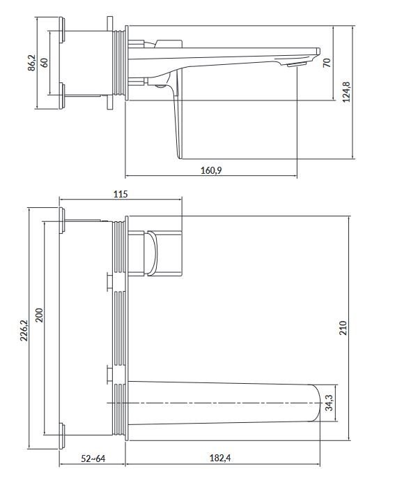 Bateria umywalkowa podtynkowa Larga czarna z boksem S951-385
