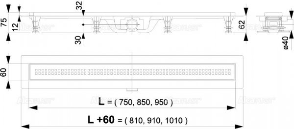 Odpływ liniowy podłogowy APZ9 550 Simple