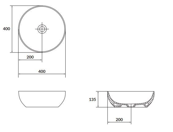 Umywalka ceramiczna nablatowa Larga okrągła 40 cm beżowy mat