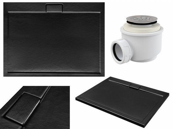 BESCO Brodzik prostokątny Axim UltraSlim Stone Effect New 120 x 80 + syfon