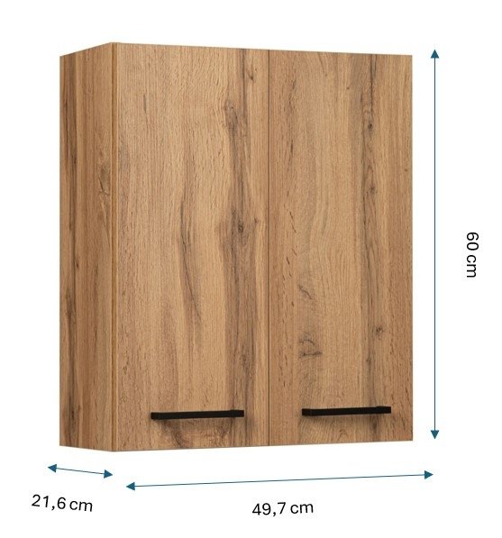 Szafka łazienkowa wisząca ASTOR LUPO WOTAN 50 cm drzwiczki czarne uchwyty