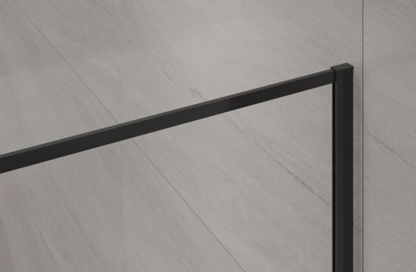 Invena ścianka walk-in 80x200 transparentna czarna rama szkło 8 mm hartowane