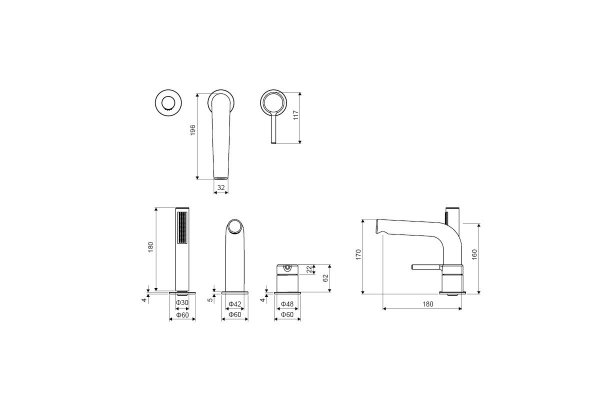 Bateria wannowa 3-otworowa PI czarna