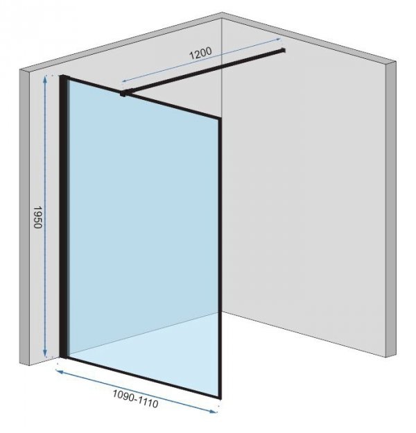 Ścianka szklana Bler-1 czarna loft 110 cm REA-K7956