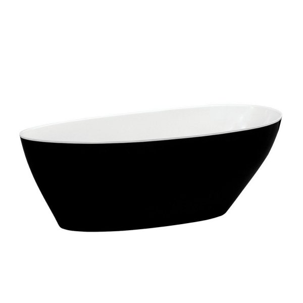 Wanna wolnostojąca Goya Black&amp;White 160x70 cm + klik-klak biały czyszczony od góry