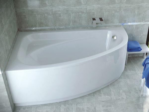 BESCO Wanna 140x80 Cornea lewa z białą obudową + Syfon
