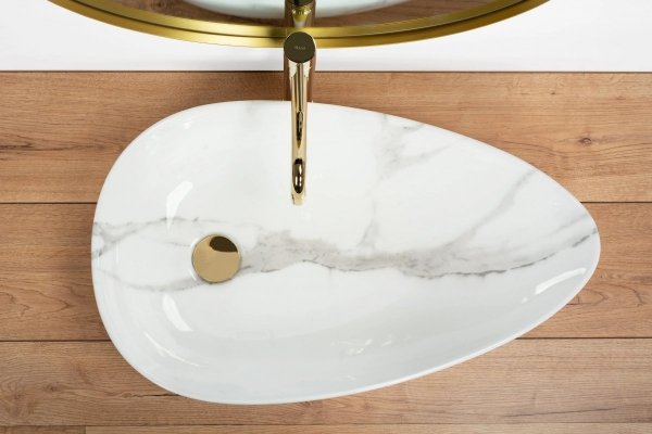  Umywalka ceramiczna nablatowa Greta 65 Bianco Shiny 