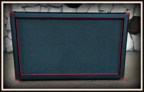 GOTOWA Obudowa do Kolumny 2x12&quot; TOPOLA WŁOSKA BLACK/RED