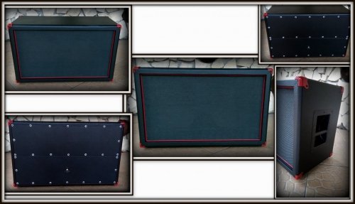 GOTOWA Obudowa do Kolumny 2x12&quot; TOPOLA WŁOSKA BLACK/RED