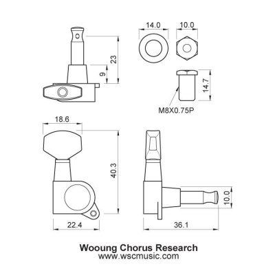 Klucze gitarowe J07 6L typ Schaller Chrom