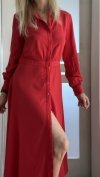 Długa Letnia Sukienka H&M Midi Casual Red