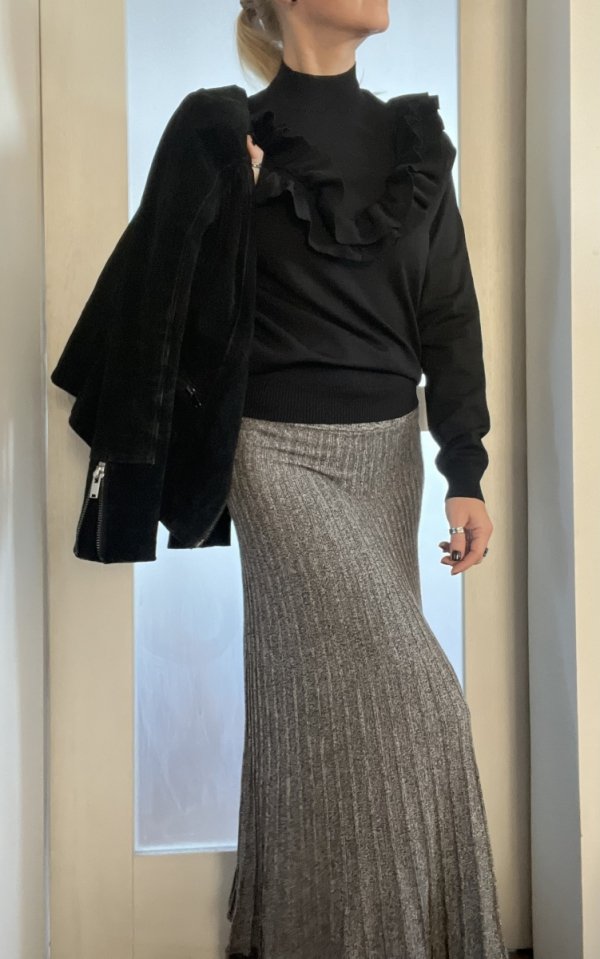 Spódnica dzianinowa M&amp;S szara midi casual chic