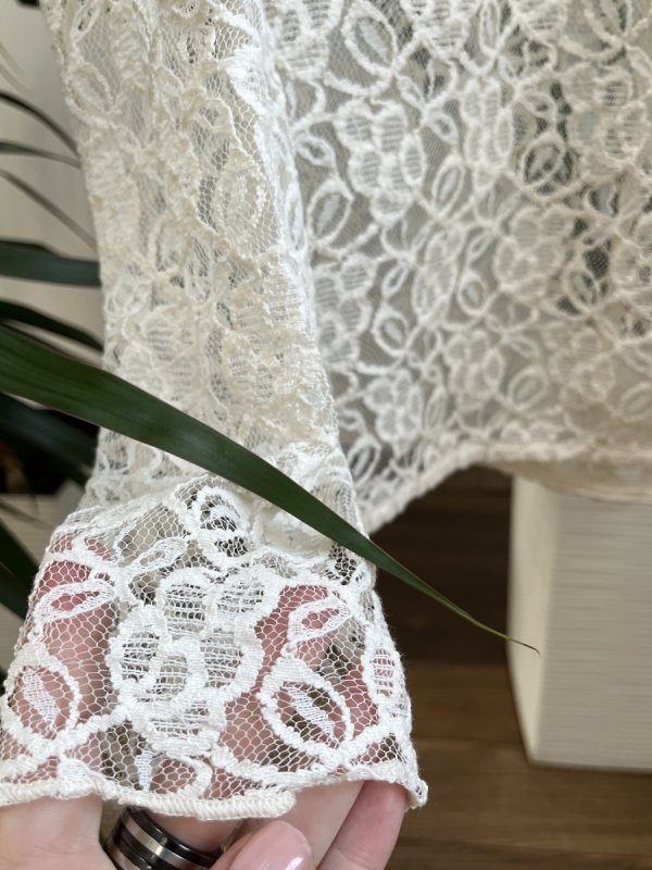 Bluzka Koronkowa Crochet Kremowa