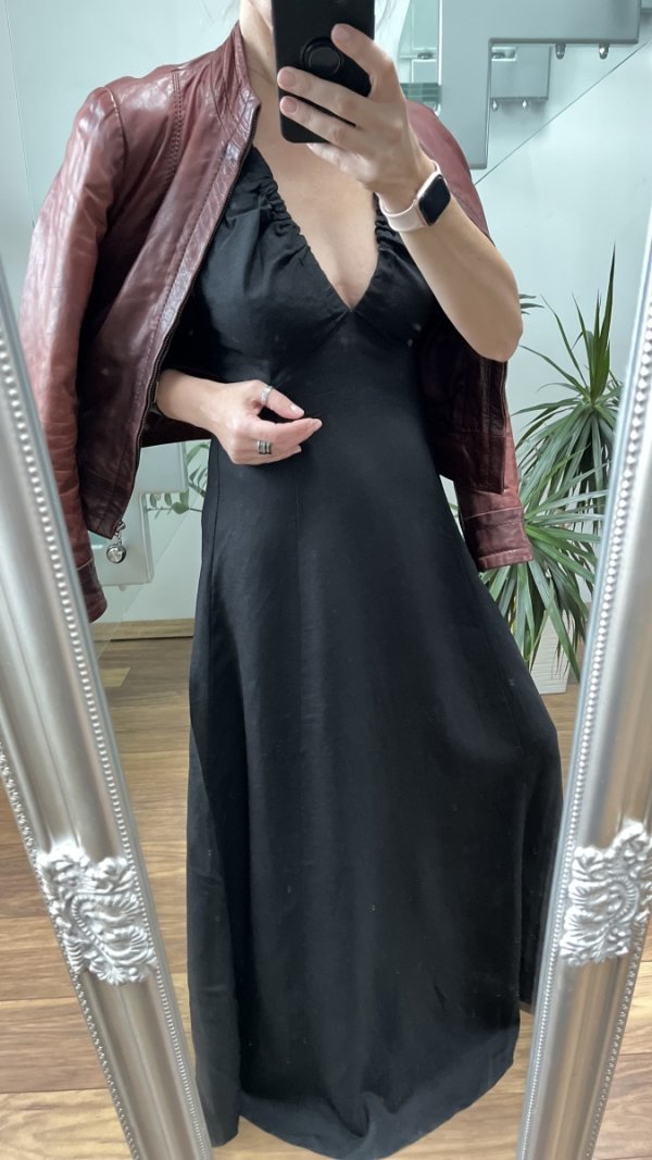 Długa Maxi Sukienka Reserved Len Lino Black