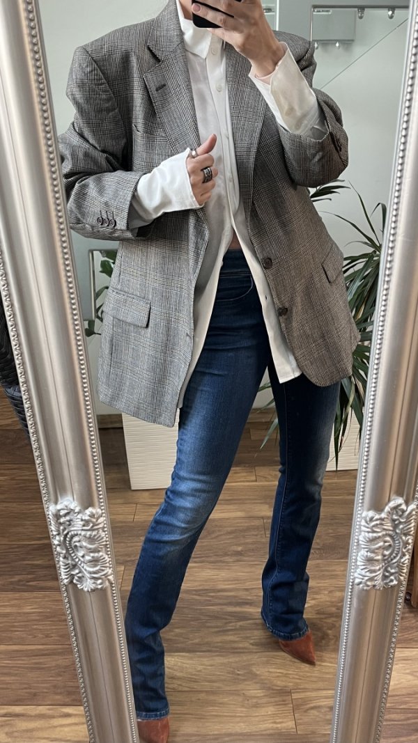 Marynarka Blazer PureNewWool Krata Vintage Grey