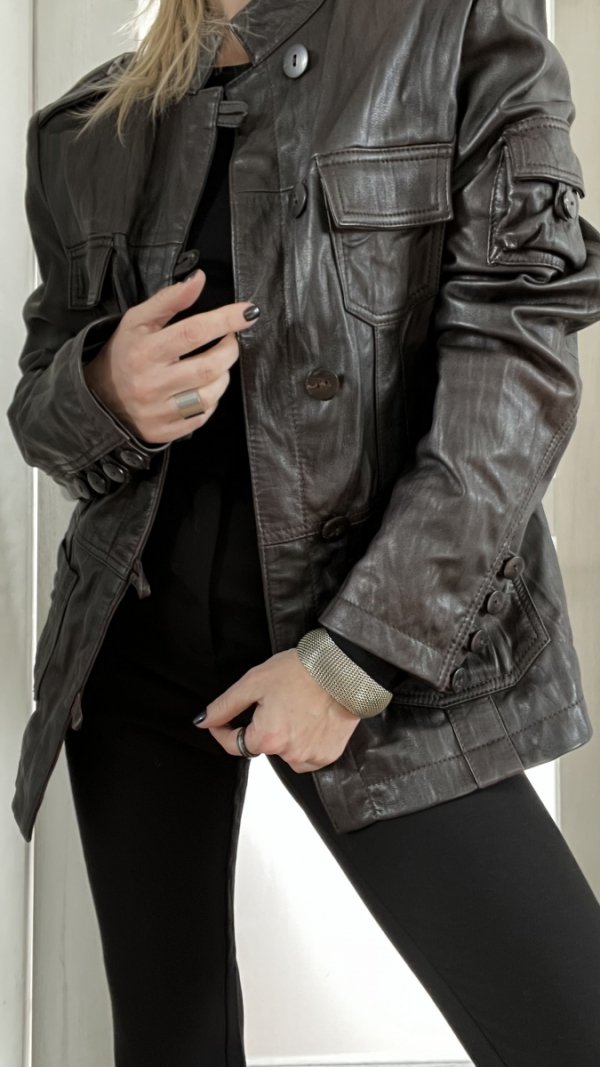 Kurtka Leather Brown Next Oversize