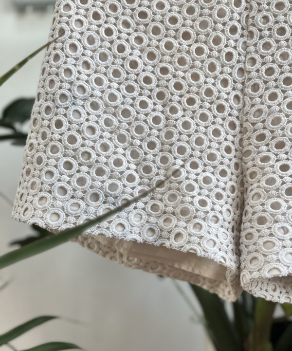 Szorty Bawełniane Beżowe Ażurowe Boho Chic